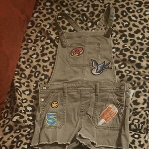 Kids Olive Green Shorts with Patches